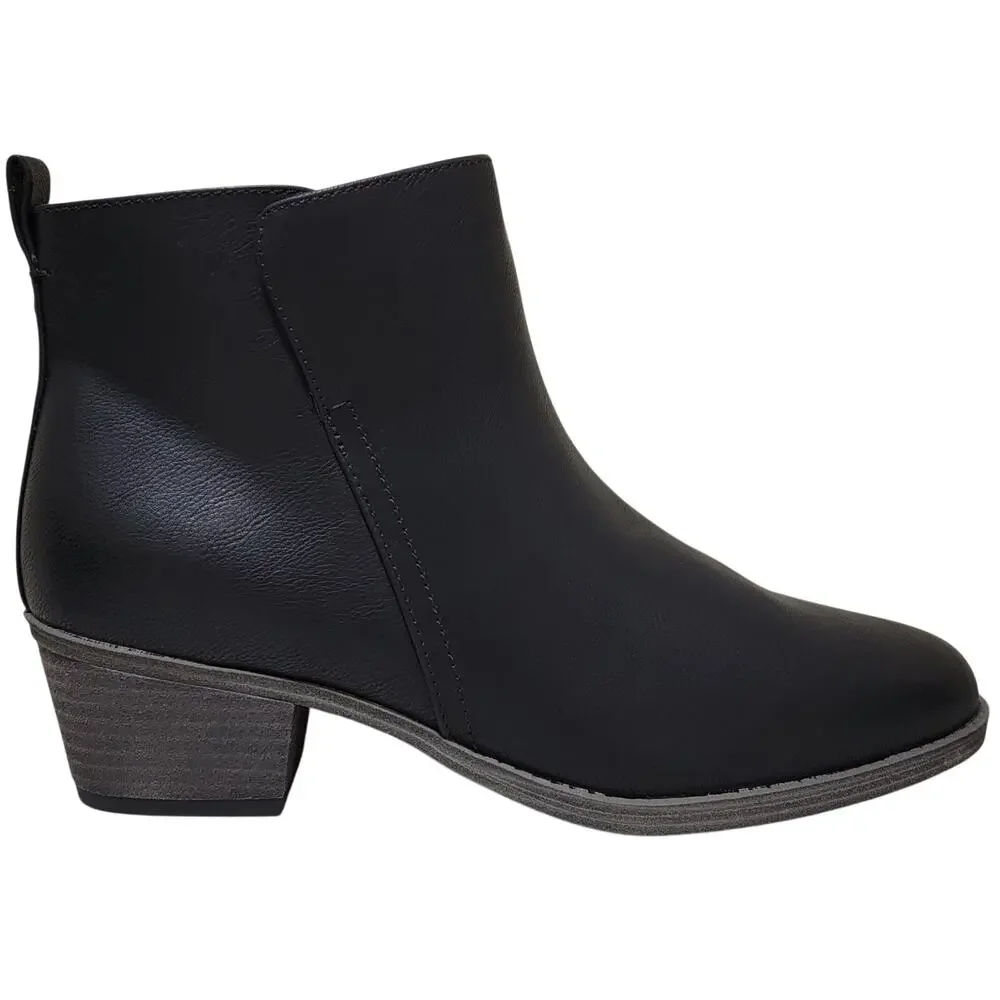Naturalizer Women Zaylee Block Heel Ankle Bootie Size US 9.5W Black Faux Leather